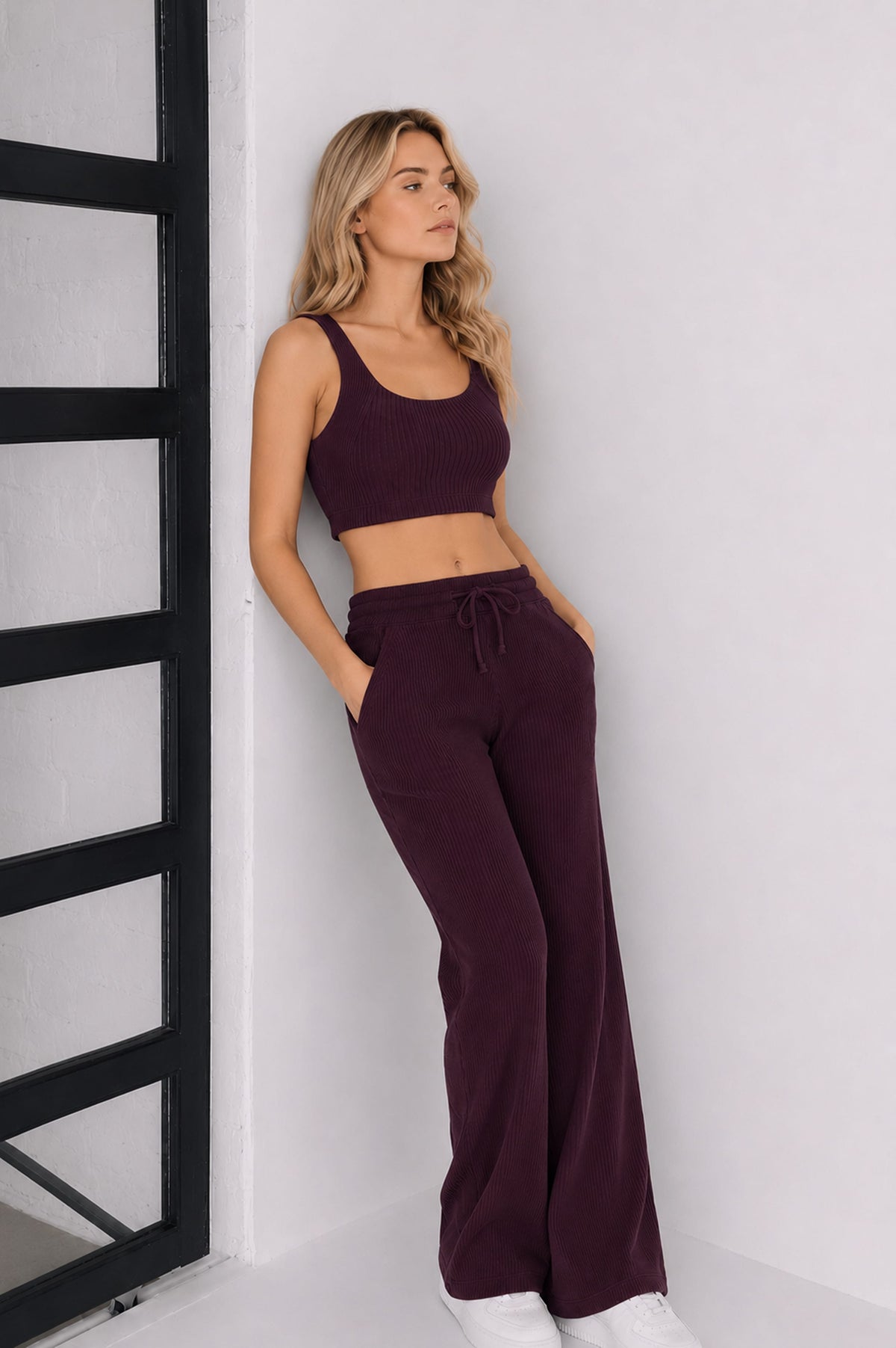 Jules Organic Cotton Waffle-Knit Drawstring Pants