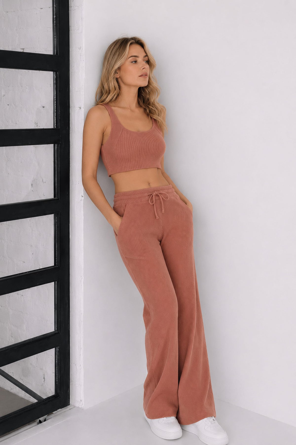 Jules Organic Cotton Waffle-Knit Drawstring Pants