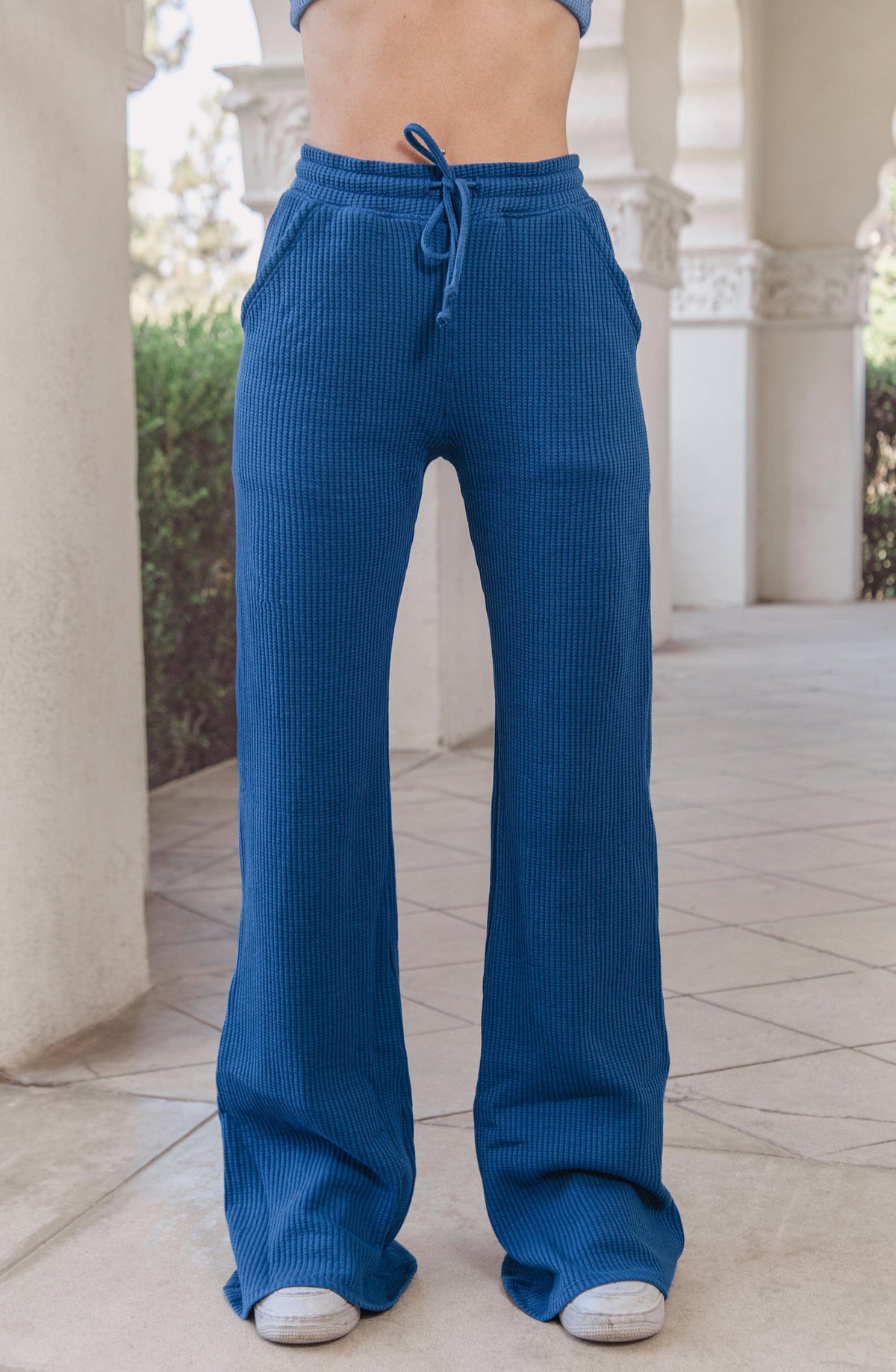 Jules Organic Cotton Waffle-Knit Drawstring Pants
