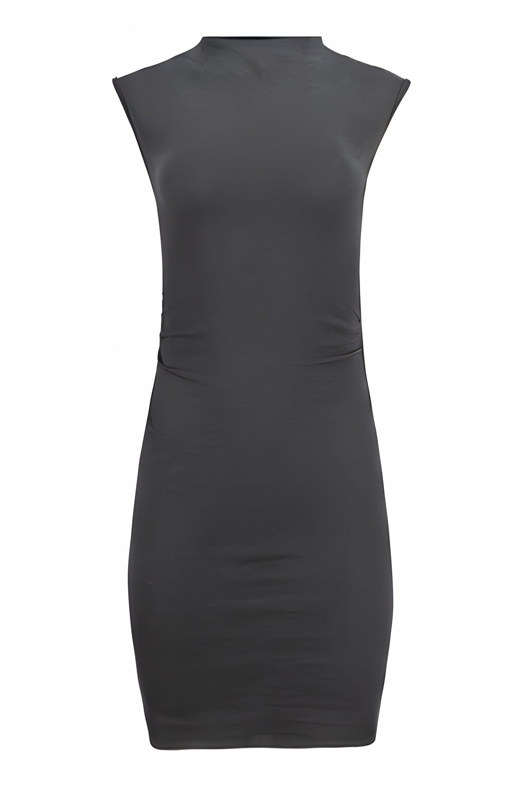 Kara Organic Cotton Mock-Neck Ruched Mini Dress