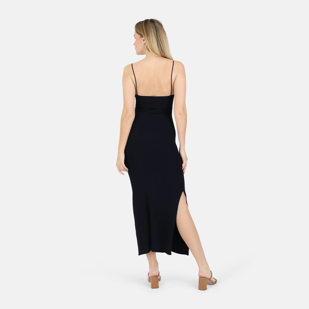 Heidi TENCEL™ Modal Cutout Ribbed Midi Dress - Black