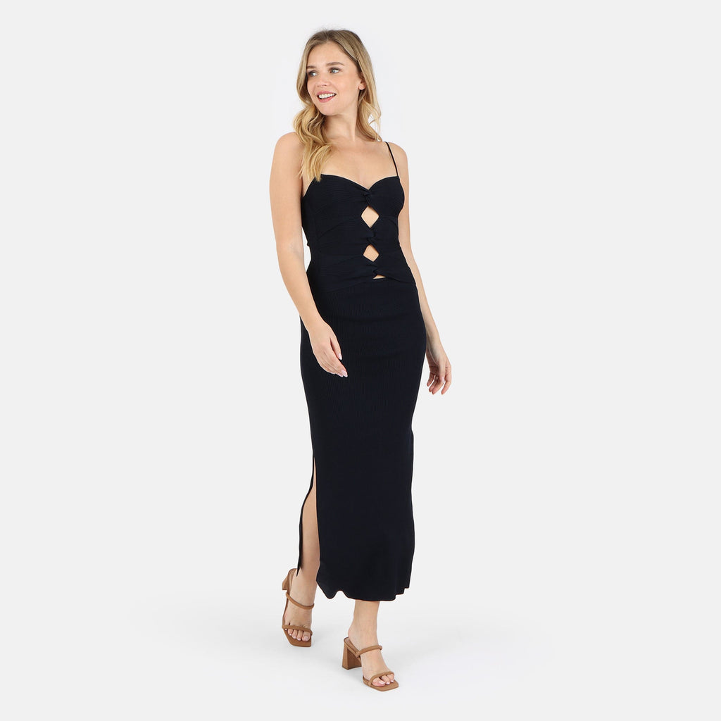 Heidi TENCEL™ Modal Cutout Ribbed Midi Dress - Black