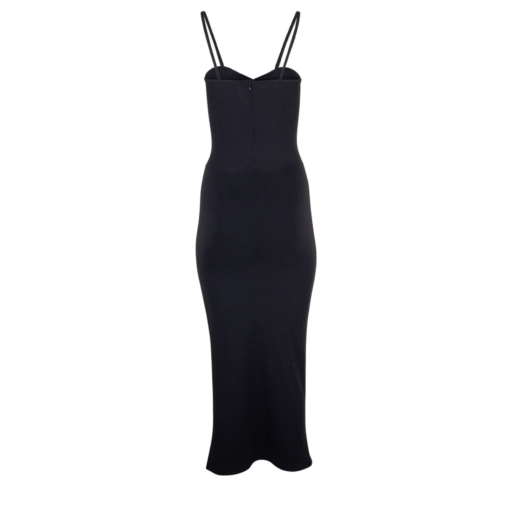 Heidi TENCEL™ Modal Cutout Ribbed Midi Dress - Black
