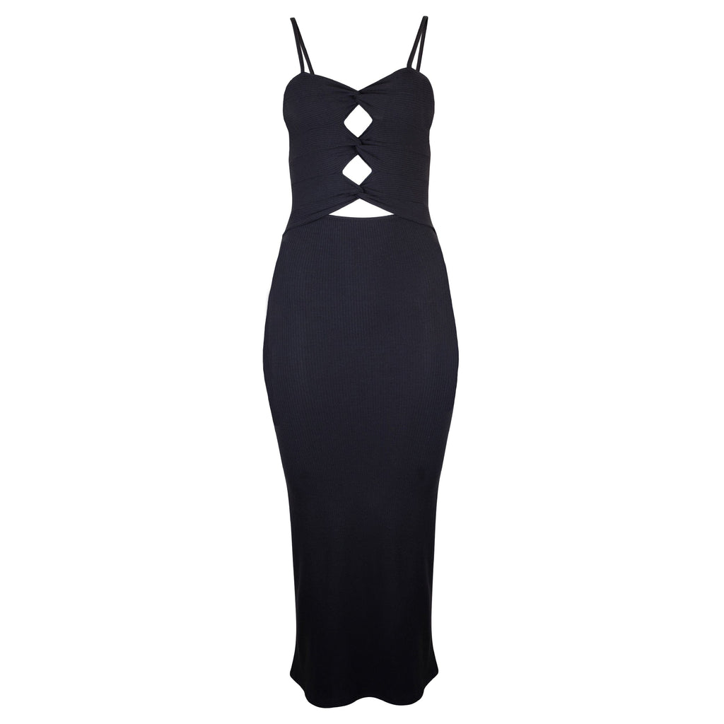 Heidi TENCEL™ Modal Cutout Ribbed Midi Dress - Black
