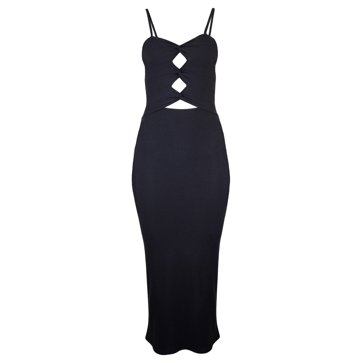 Heidi TENCEL™ Modal Cutout Ribbed Midi Dress - Black