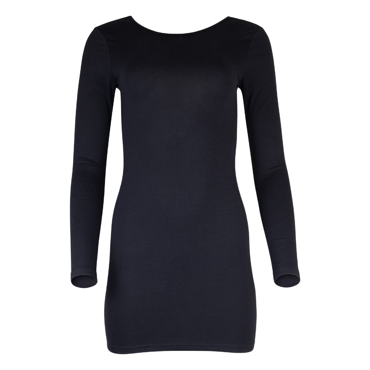 Jenna Organic Cotton Long-Sleeve Open-Back Mini Dress - Black