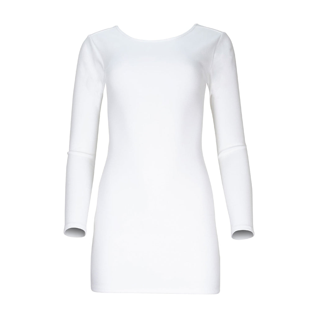 Jenna Organic Cotton Long-Sleeve Open-Back Mini Dress - Ivory