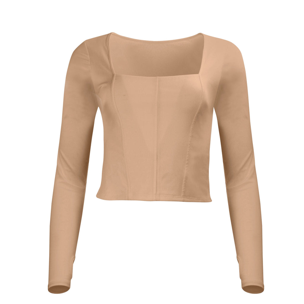 Hailey Mesh & Organic Cotton Long-Sleeve Top