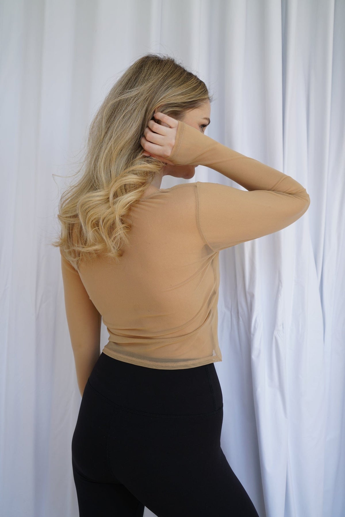 Hailey Mesh & Organic Cotton Long-Sleeve Top