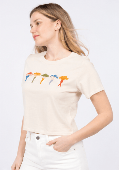 Dancing Shrooms Organic Cotton Cropped Tee