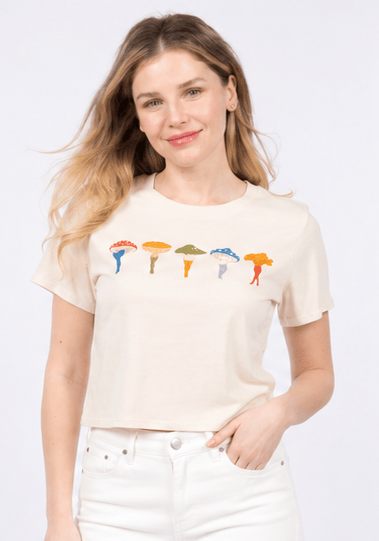 Dancing Shrooms Organic Cotton Cropped Tee