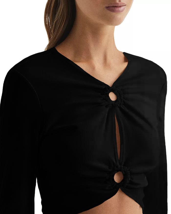 Melli TENCEL™ Modal Cutout Long-Sleeve Crop Top - Black