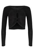 Melli TENCEL™ Modal Cutout Long-Sleeve Crop Top - Black
