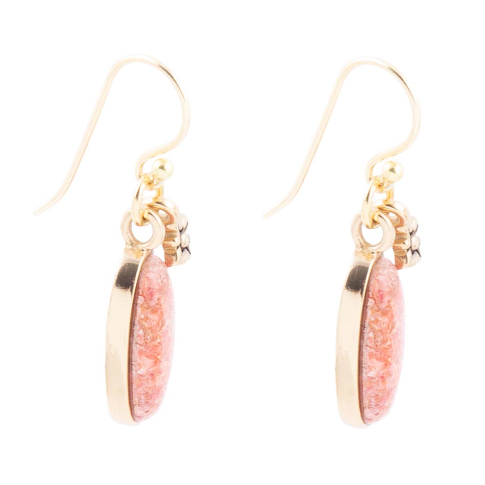 Lucent Orange Sponge Coral Golden Drop Earrings