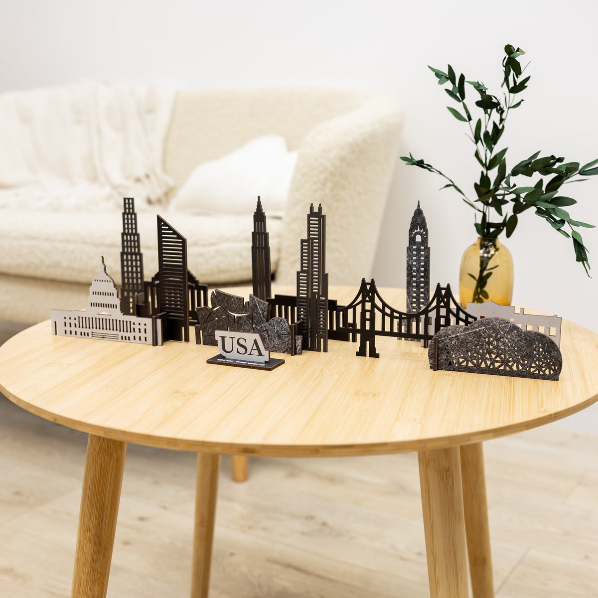Wooden Travel Decor Memory City – USA Buildings