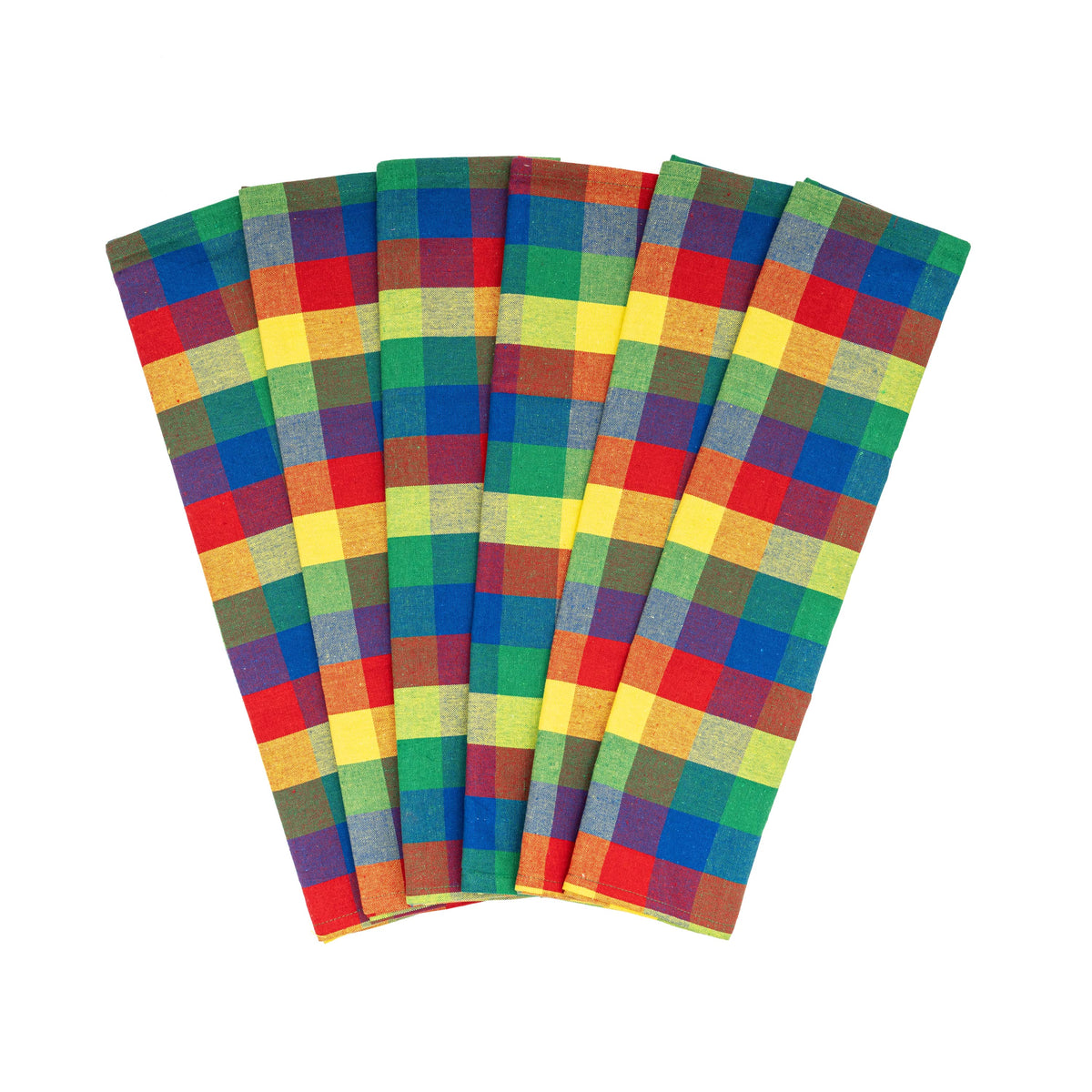 100% Organic Cotton Plaid Kitchen Towels | Set of 6 | 20”×28” | Chemical-Free