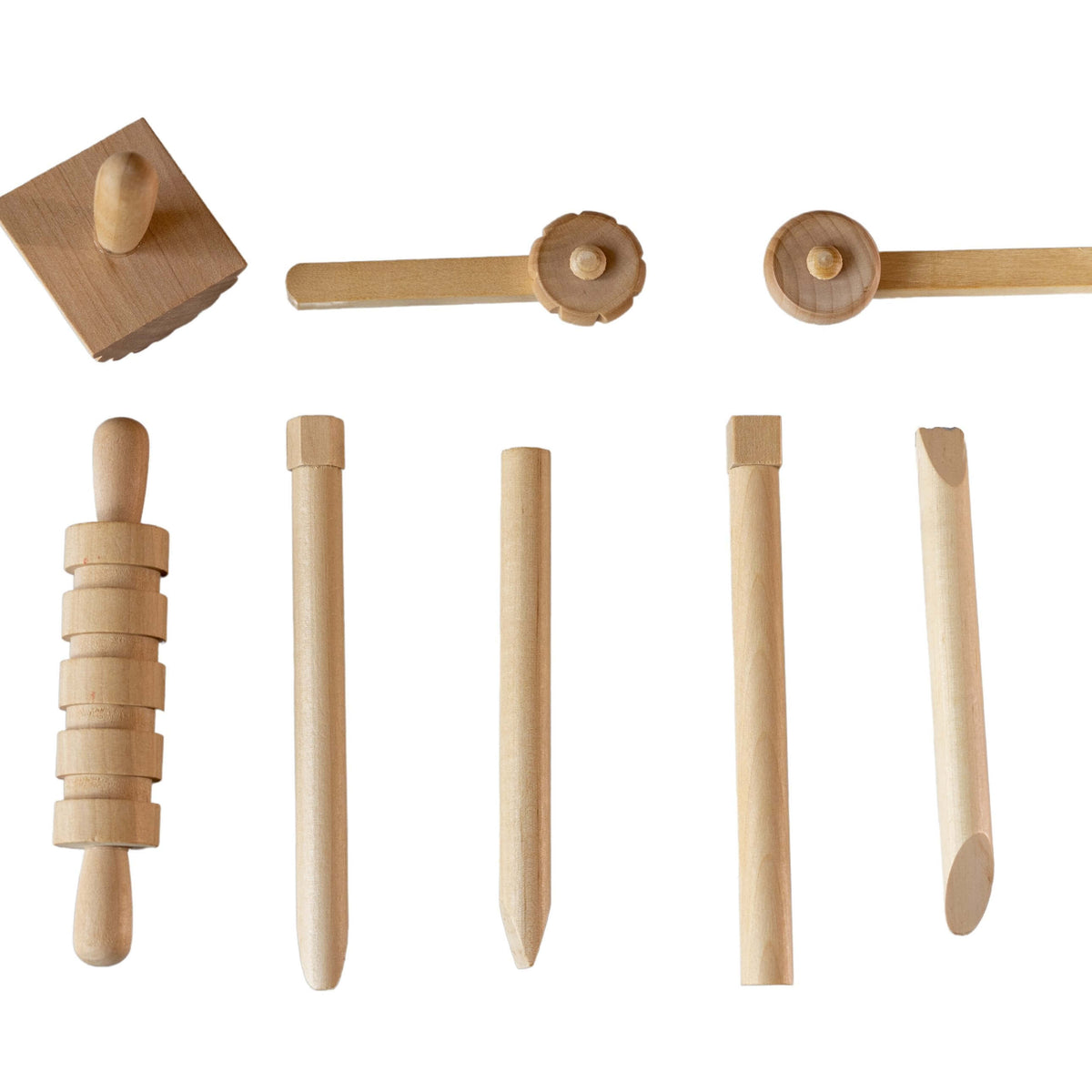 Natural Wood Playdough Tools | 9-Piece Set