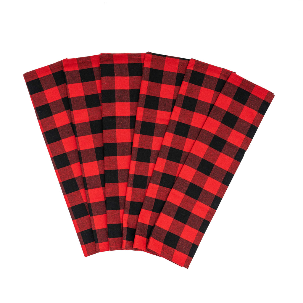 100% Organic Cotton Plaid Kitchen Towels | Set of 6 | 20”×28” | Chemical-Free