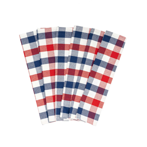 100% Organic Cotton Plaid Kitchen Towels | Set of 6 | 20”×28” | Chemical-Free