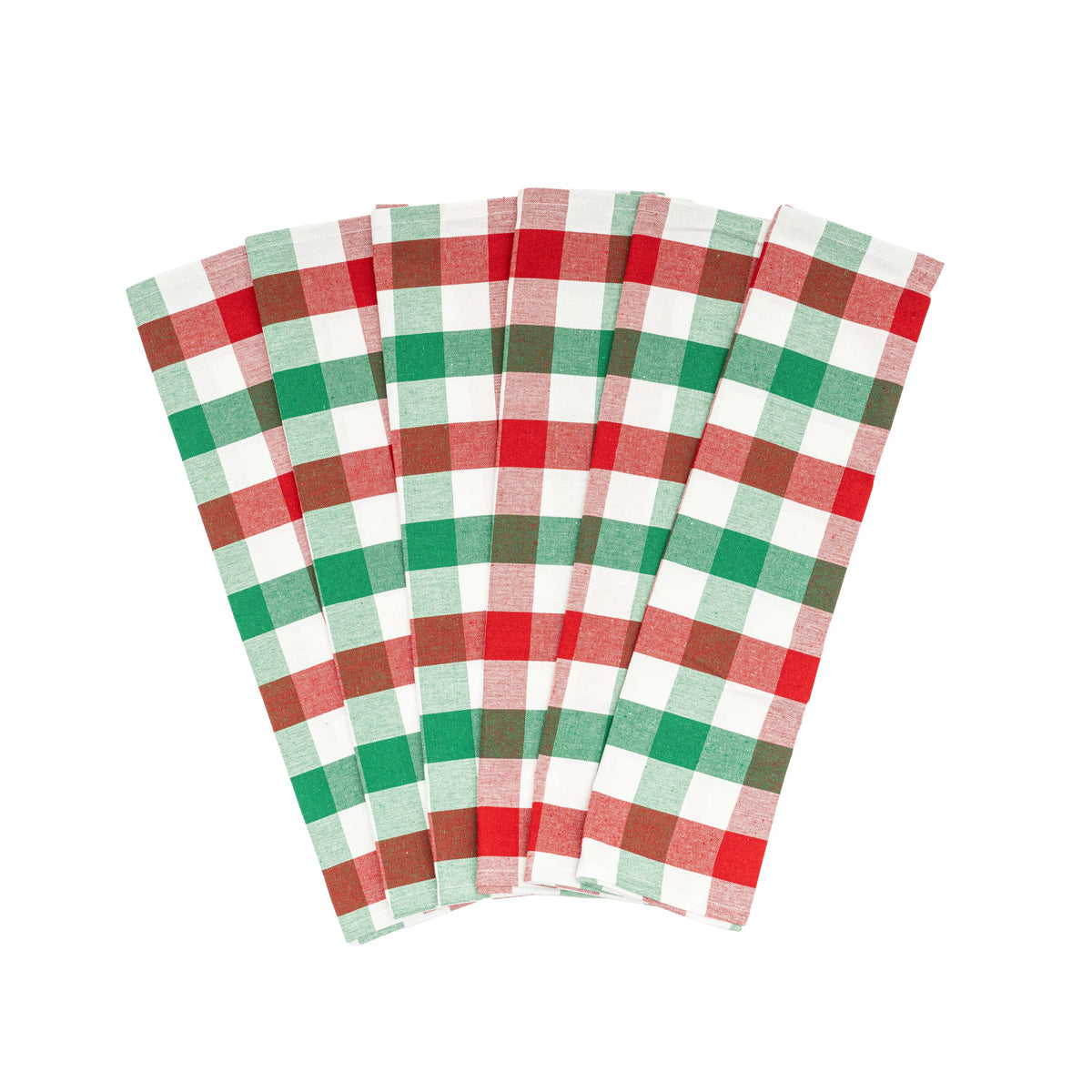 100% Organic Cotton Plaid Kitchen Towels | Set of 6 | 20”×28” | Chemical-Free