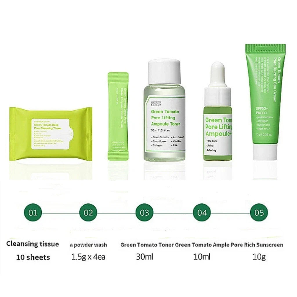 Sungboon Editor Green Tomato Skincare Travel Kit | 5 Pieces