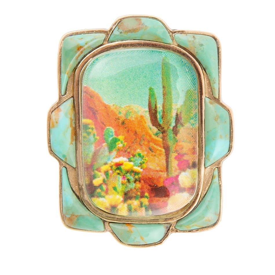 Scenic Desert Sedona Blue Turquoise Golden Ring