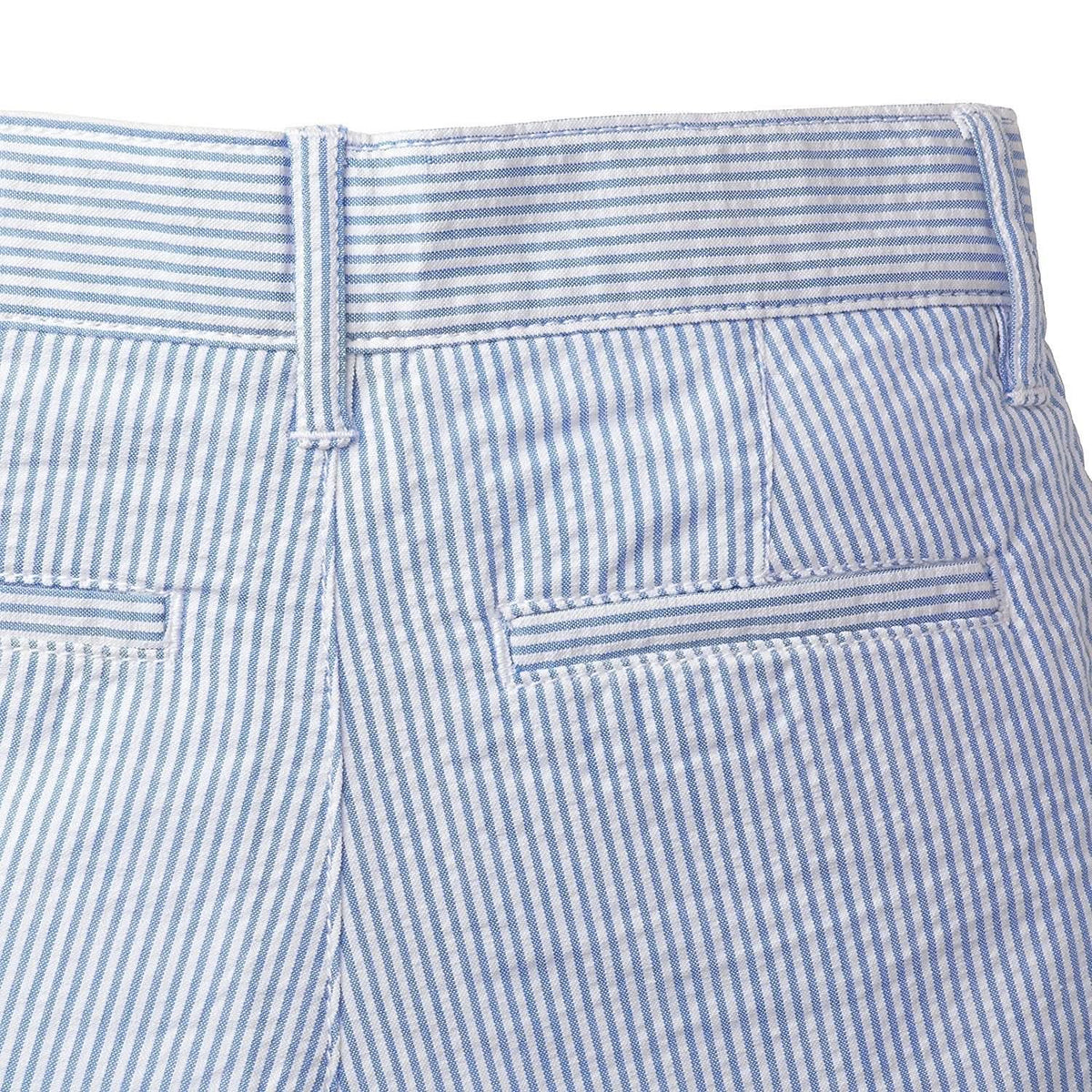 Boys’ Organic Cotton Seersucker Shorts – Blue Stripe