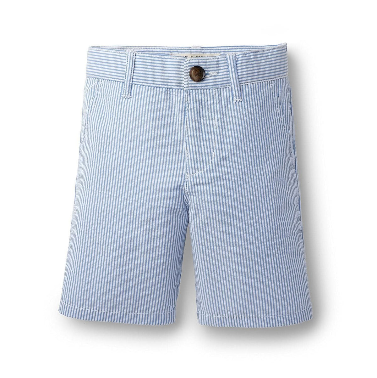 Boys’ Organic Cotton Seersucker Shorts – Blue Stripe