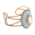 Blue Denim Dreams White Mother of Pearl Golden Cuff Bracelet