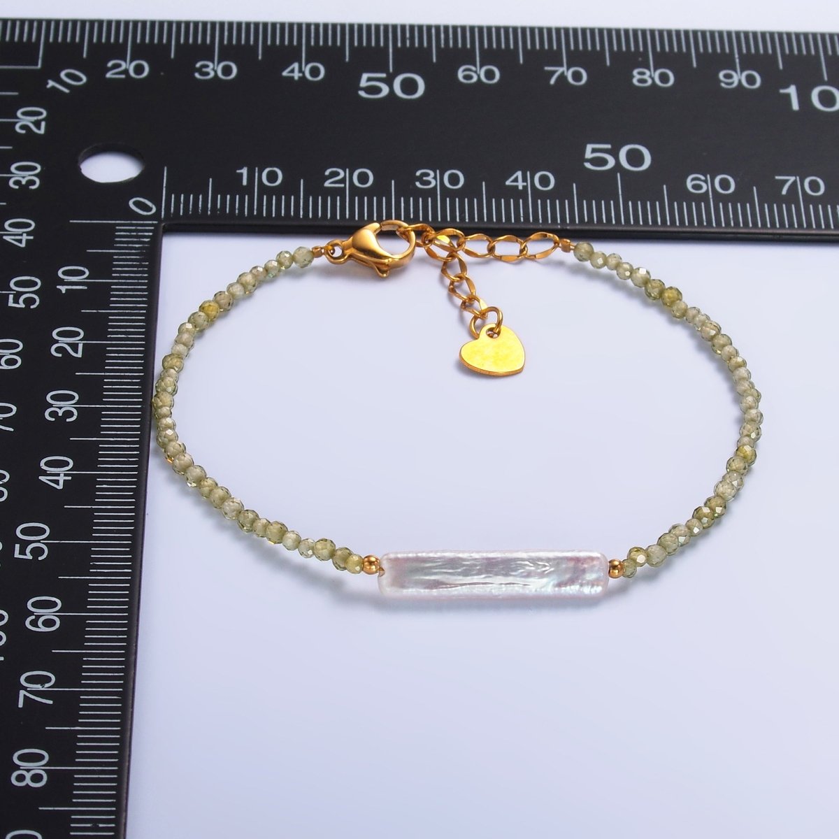 Stainless Steel Biwa Freshwater Pearl Multifaceted Crystal Gemstone 7 Inch Bracelet | WA-3131