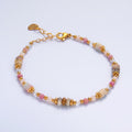 Stainless Steel 2.5mm Pink Tourmaline Rose Quartz Natural Gemstone 7 Inch Bracelet | WA-03130