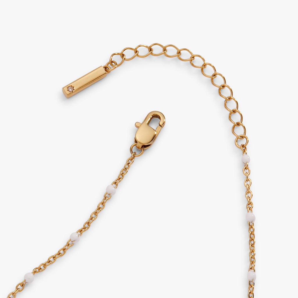 White Enameled Chain Coin Station Anklet