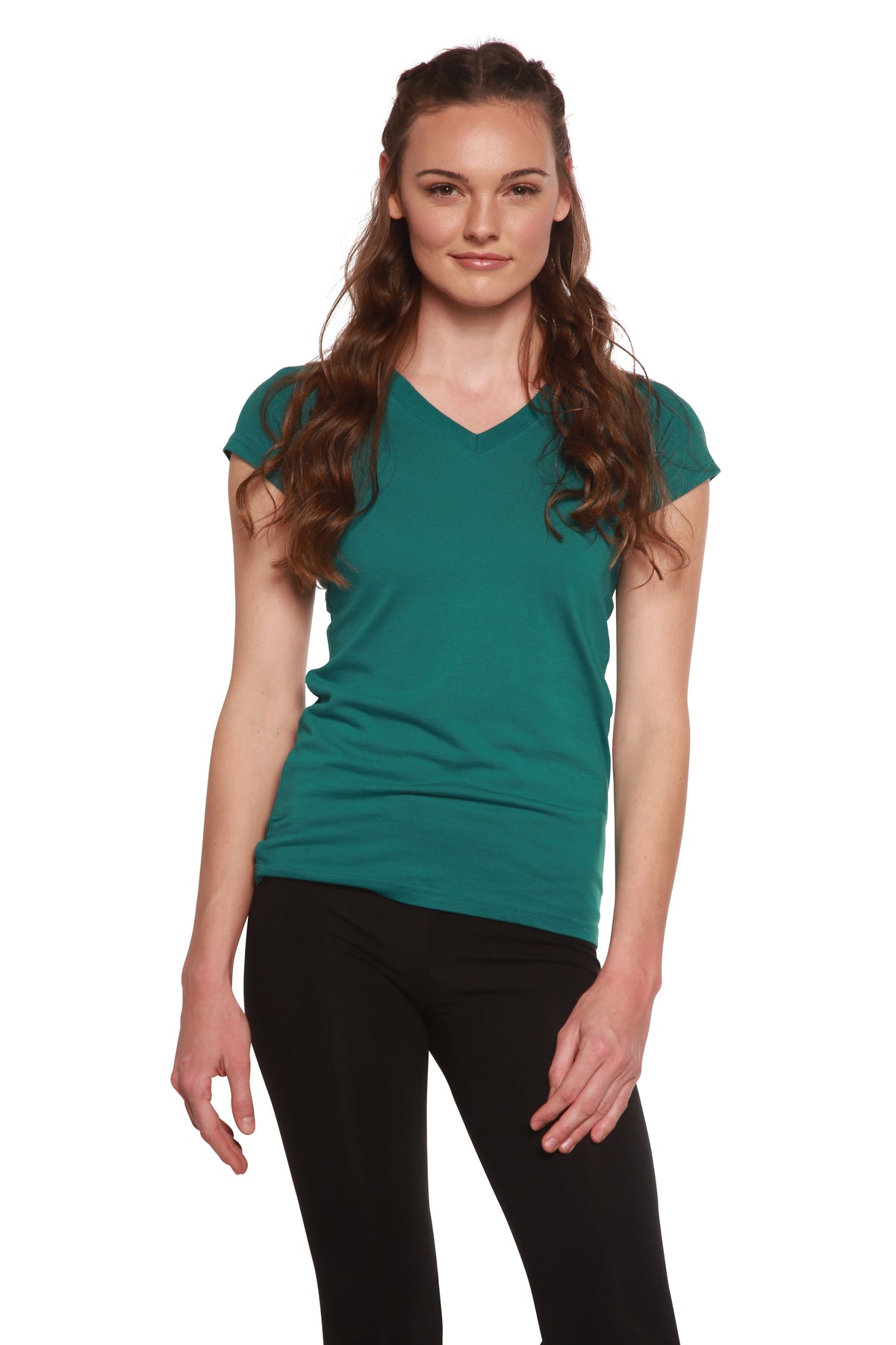 Women's Bamboo V-Neck Cap Sleeve Tee | Organic Cotton