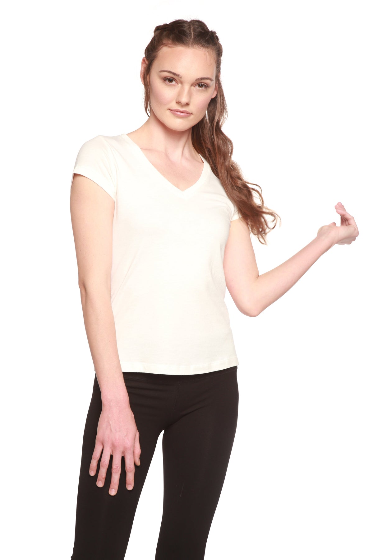 Women's Bamboo V-Neck Cap Sleeve Tee | Organic Cotton