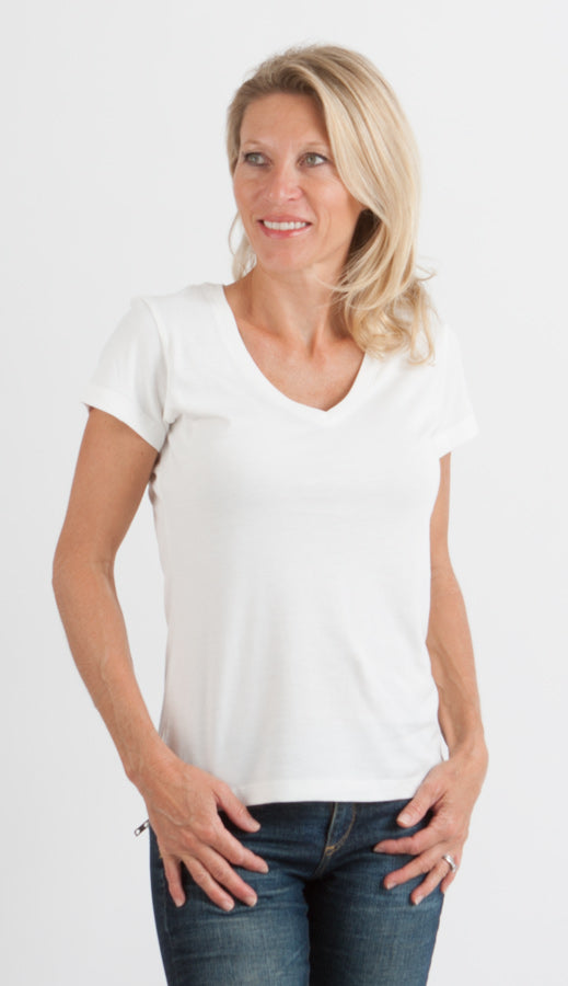 Women's Bamboo V-Neck Cap Sleeve Tee | Organic Cotton