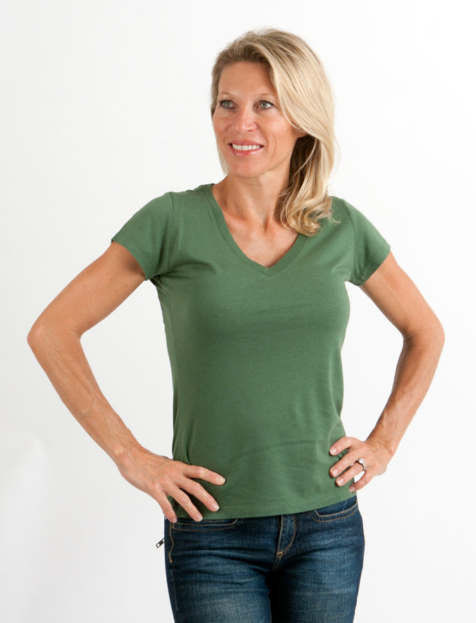 Women's Bamboo V-Neck Cap Sleeve Tee | Organic Cotton