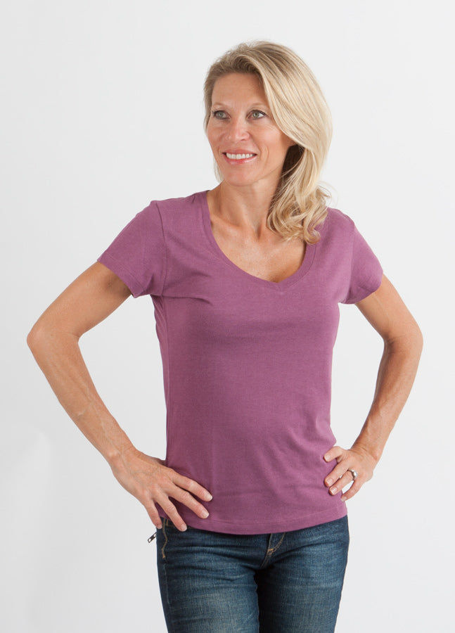 Women's Bamboo V-Neck Cap Sleeve Tee | Organic Cotton