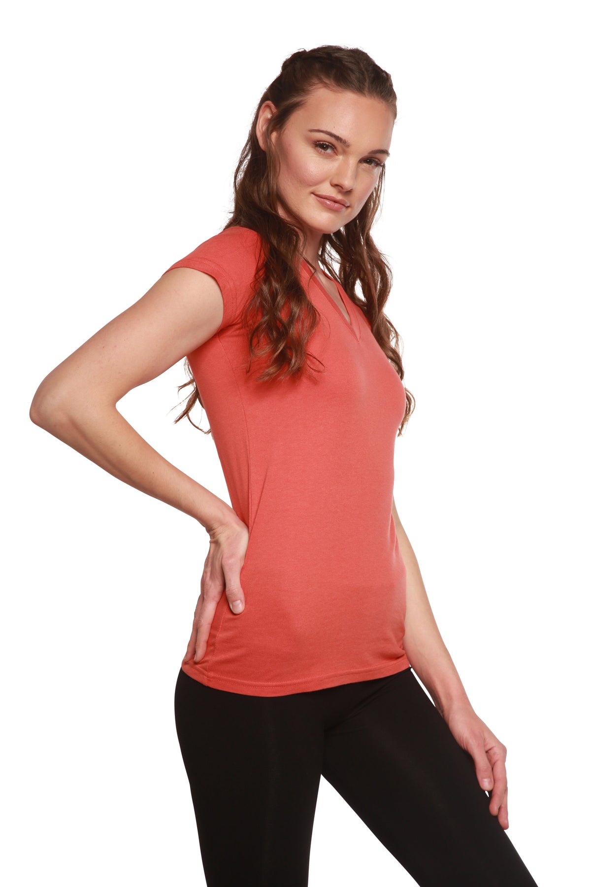 Women's Bamboo V-Neck Cap Sleeve Tee | Organic Cotton
