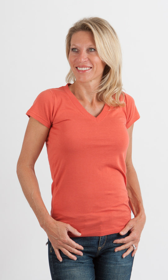 Women's Bamboo V-Neck Cap Sleeve Tee | Organic Cotton