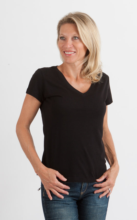 Women's Bamboo V-Neck Cap Sleeve Tee | Organic Cotton
