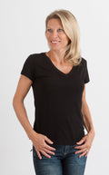 Women's Bamboo V-Neck Cap Sleeve Tee | Organic Cotton