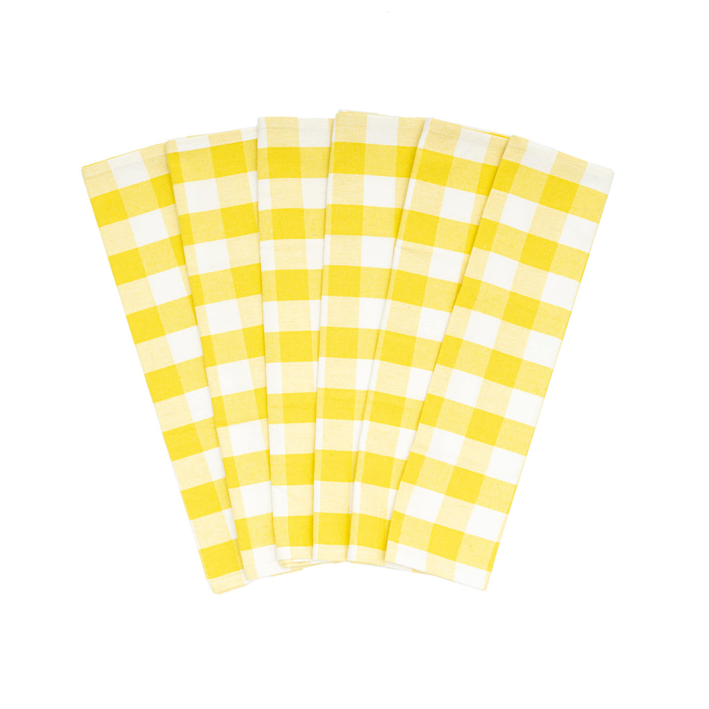 100% Organic Cotton Plaid Kitchen Towels | Set of 6 | 20”×28” | Chemical-Free